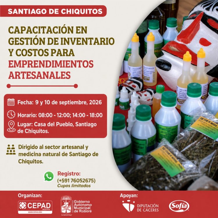 Santiago de Chiquitos capacitará a artesanos en gestión de inventarios y costos